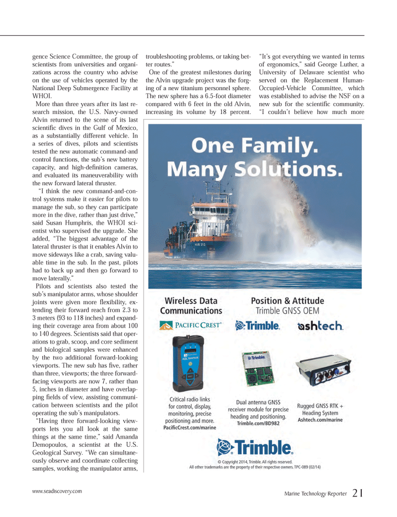 Marine Technology Magazine, page 21,  Apr 2014