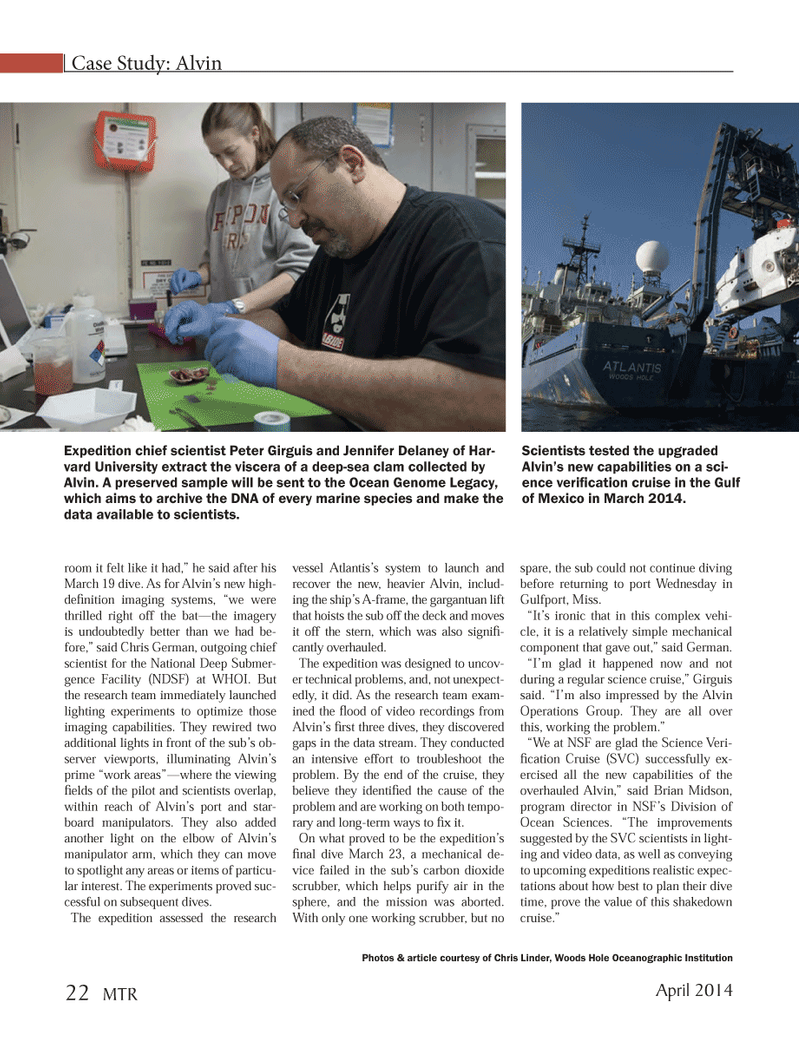 Marine Technology Magazine, page 22,  Apr 2014