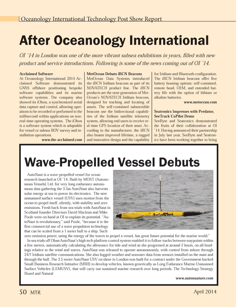 Marine Technology Magazine, page 50,  Apr 2014