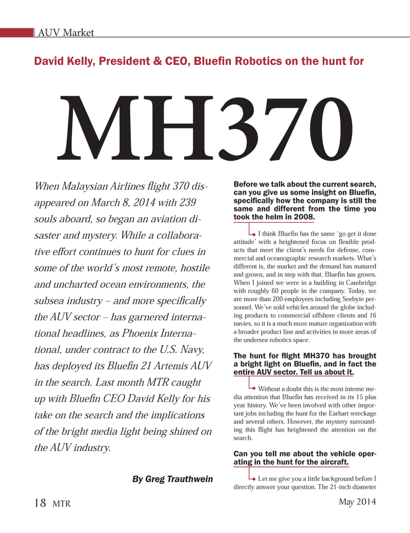 Marine Technology Magazine, page 18,  May 2014