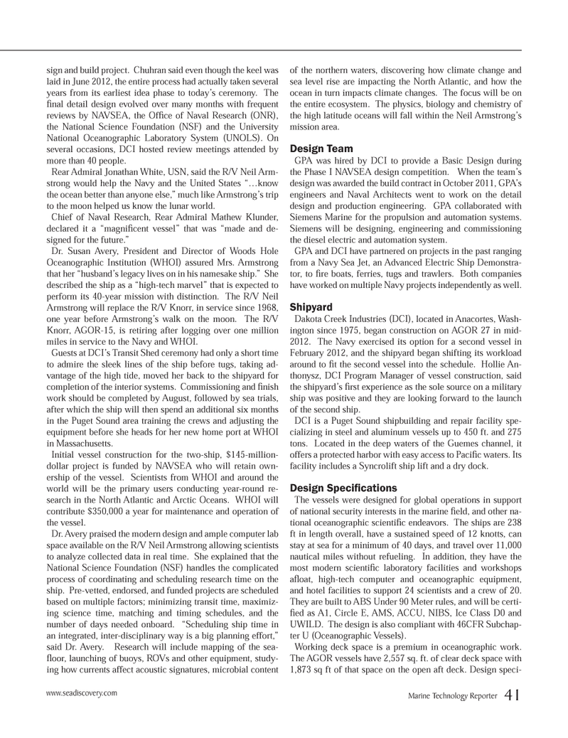 Marine Technology Magazine, page 41,  May 2014