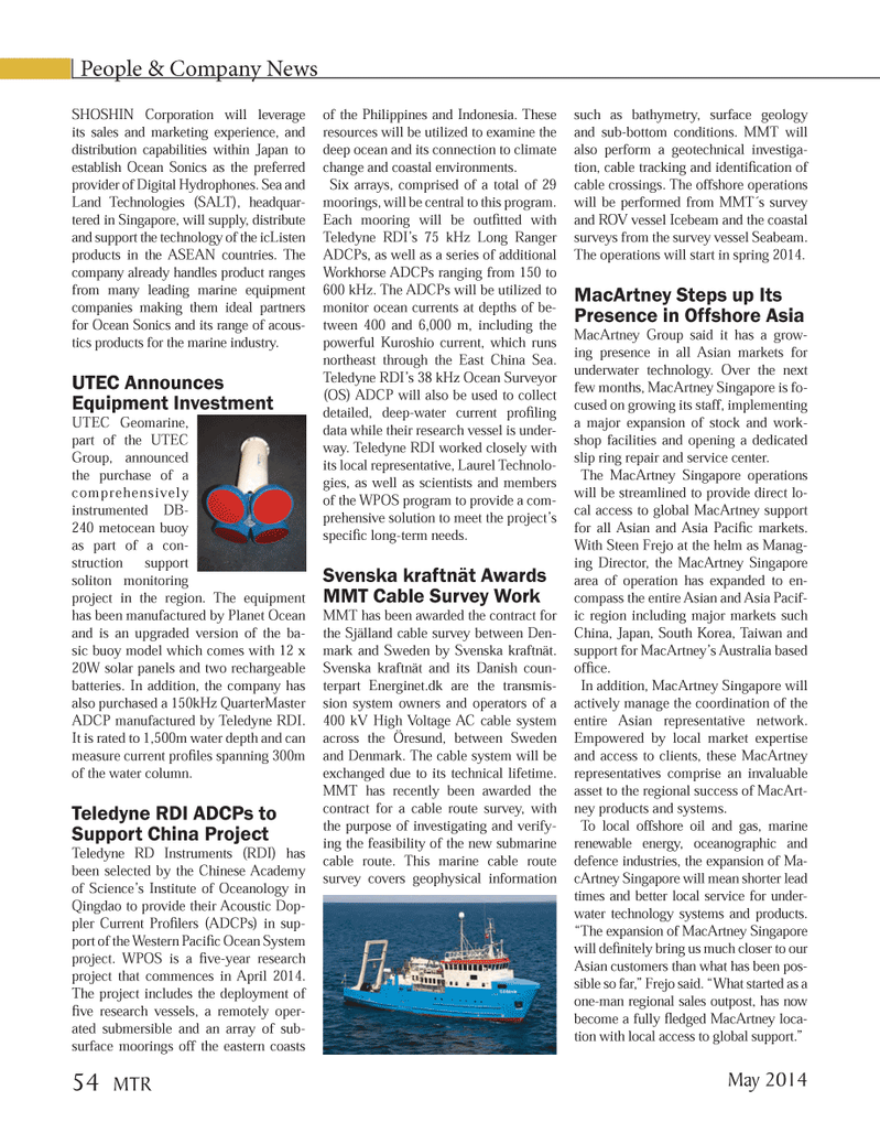 Marine Technology Magazine, page 54,  May 2014