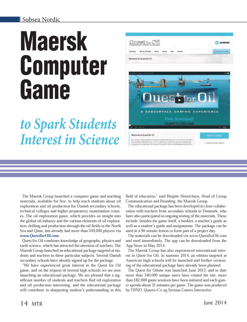 Marine Technology Magazine, page 14,  Jun 2014