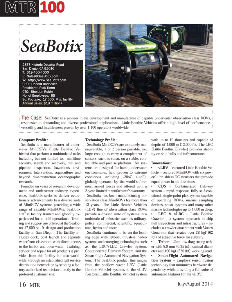 Marine Technology Magazine, page 16,  Jul 2014