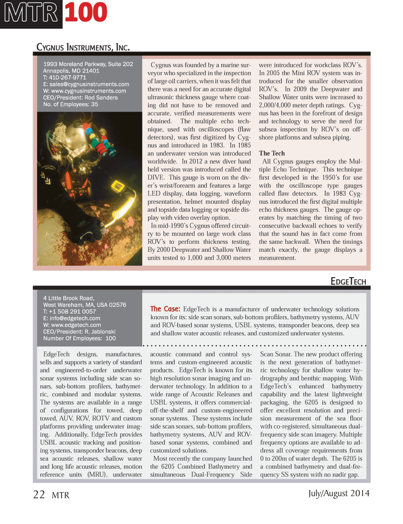 Marine Technology Magazine, page 22,  Jul 2014