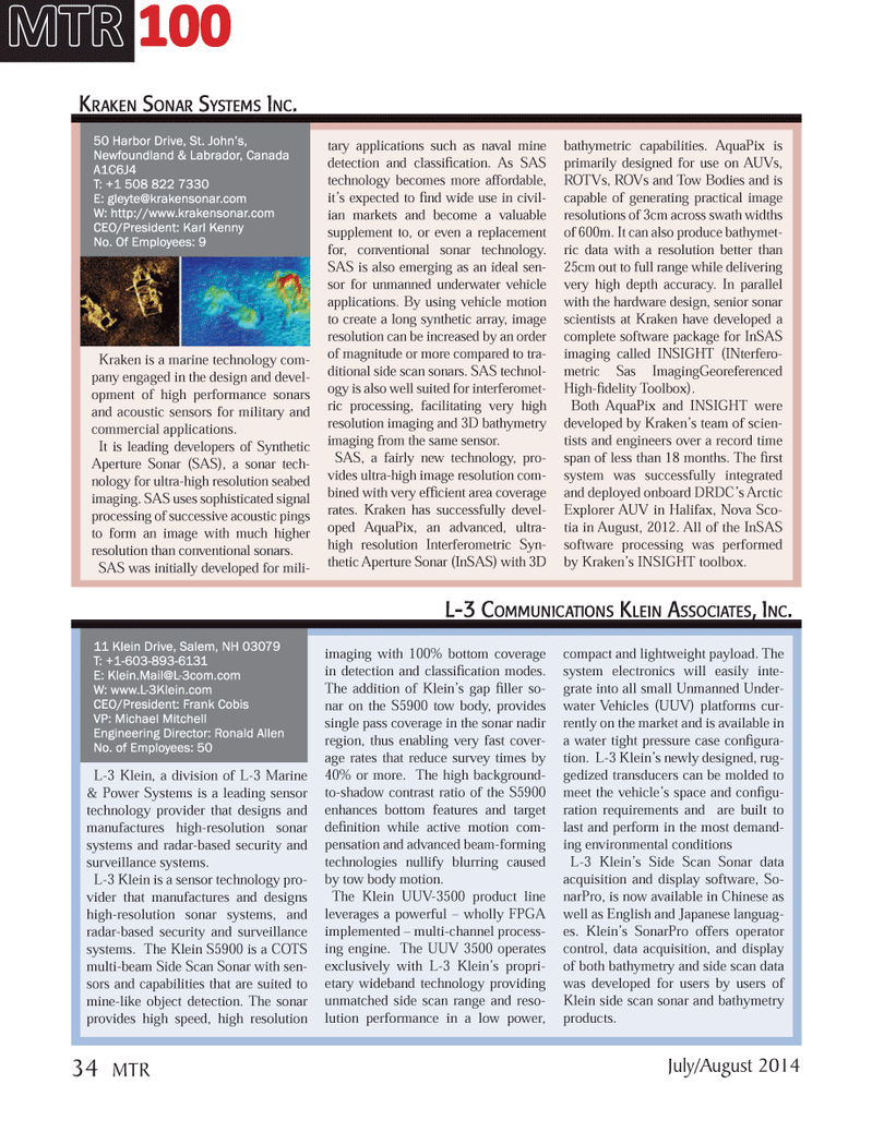 Marine Technology Magazine, page 34,  Jul 2014