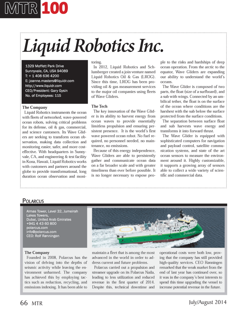Marine Technology Magazine, page 66,  Jul 2014