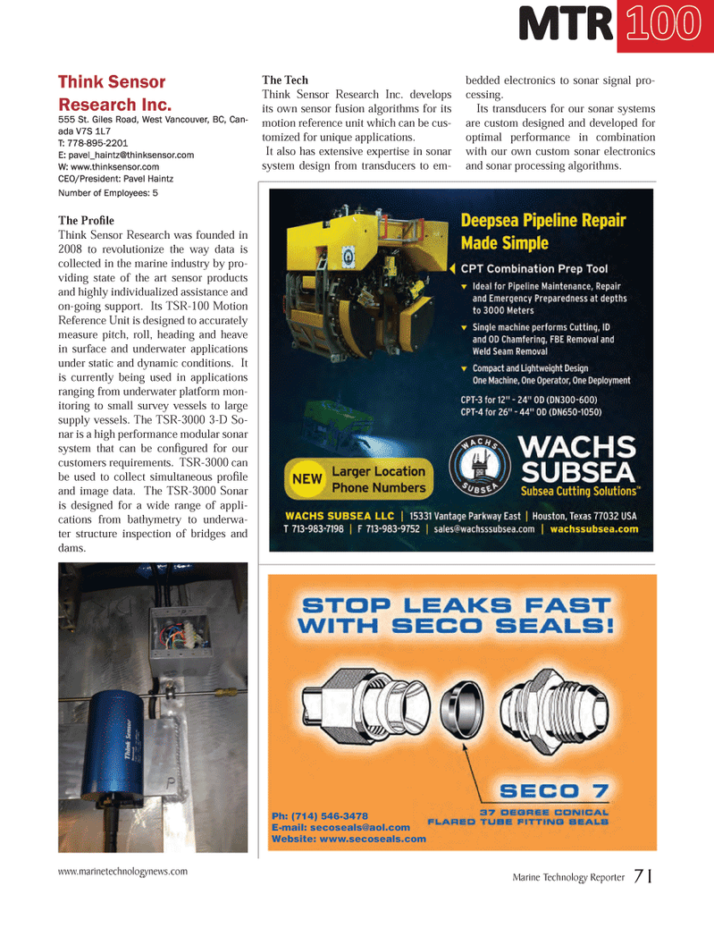 Marine Technology Magazine, page 71,  Jul 2014