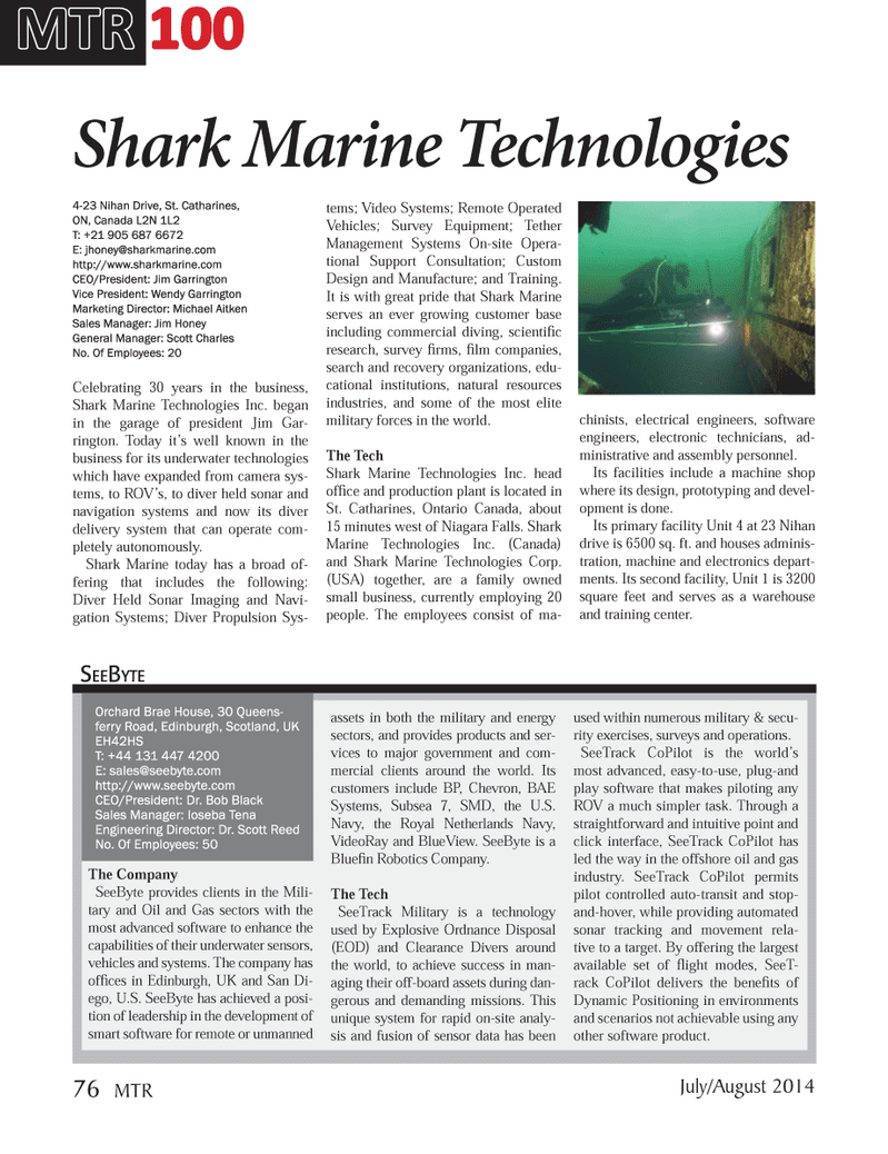 Marine Technology Magazine, page 4th Cover,  Jul 2014