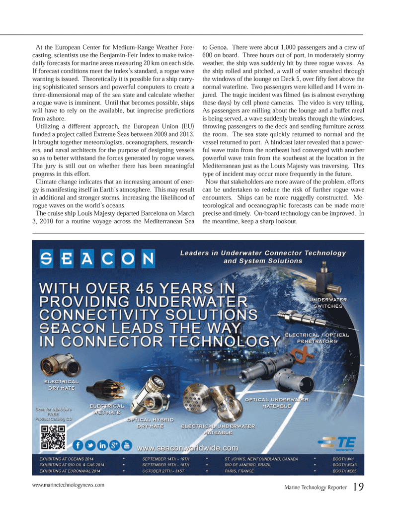 Marine Technology Magazine, page 19,  Sep 2014