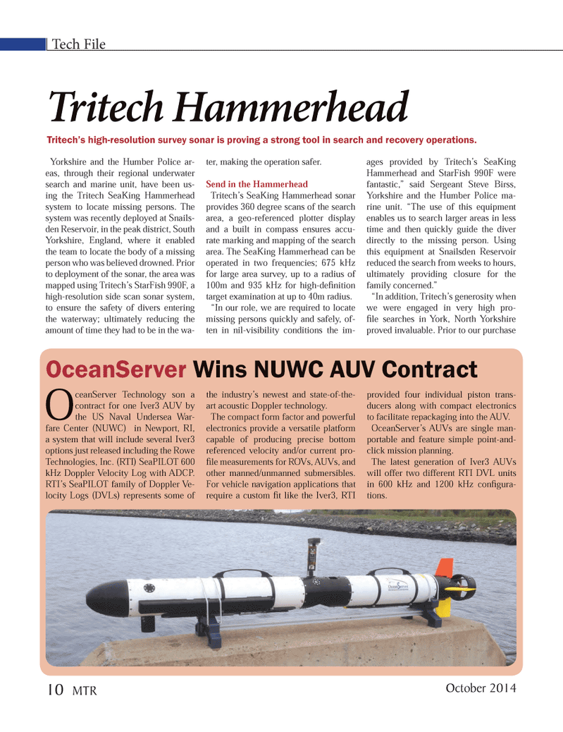 Marine Technology Magazine, page 10,  Oct 2014