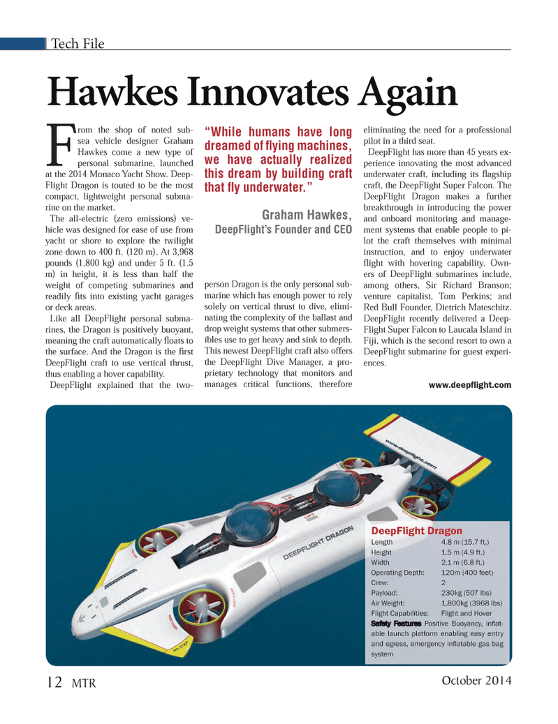 Marine Technology Magazine, page 12,  Oct 2014