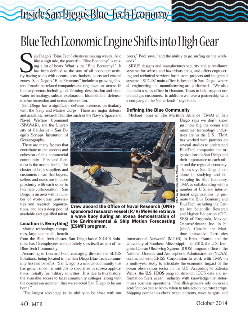 Marine Technology Magazine, page 40,  Oct 2014