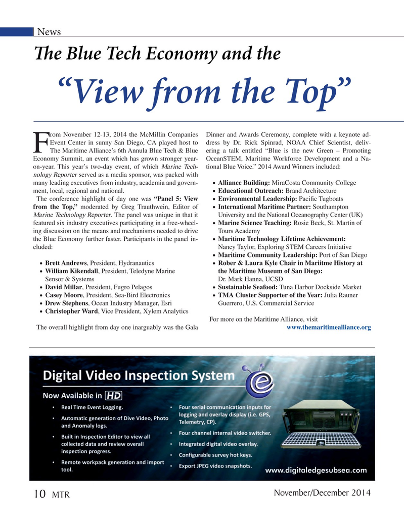Marine Technology Magazine, page 10,  Nov 2014