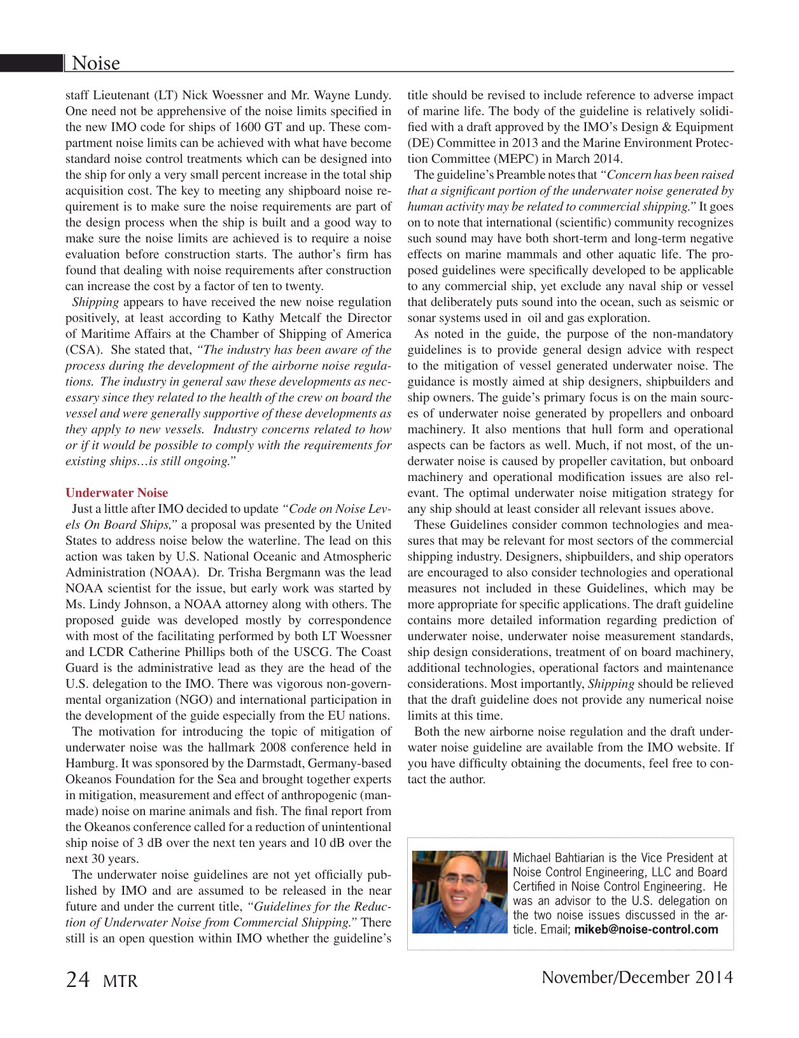 Marine Technology Magazine, page 24,  Nov 2014