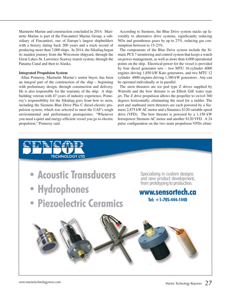 Marine Technology Magazine, page 27,  Nov 2014