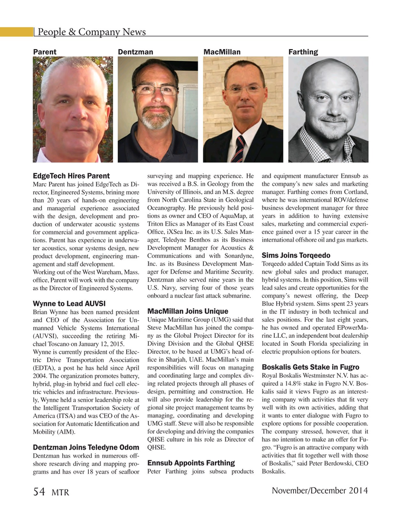 Marine Technology Magazine, page 54,  Nov 2014