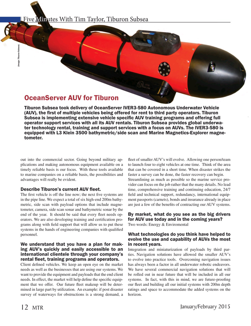 Marine Technology Magazine, page 12,  Jan 2015