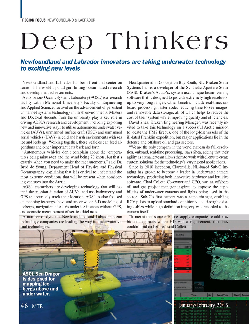 Marine Technology Magazine, page 46,  Jan 2015