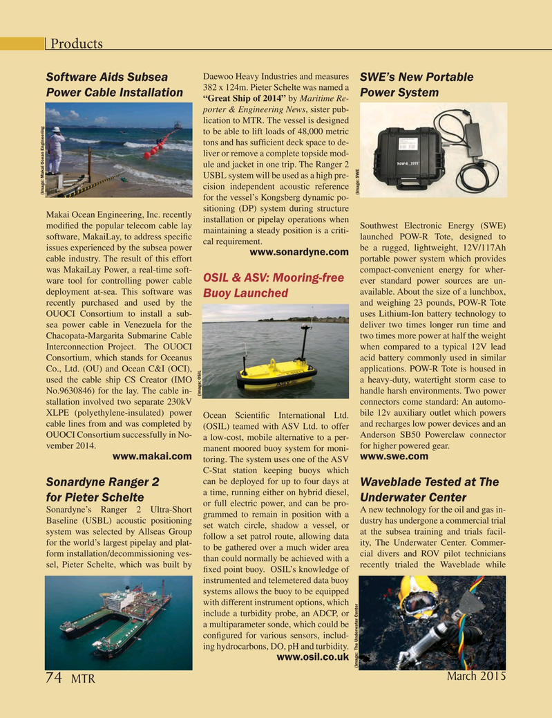 Marine Technology Magazine, page 74,  Mar 2015