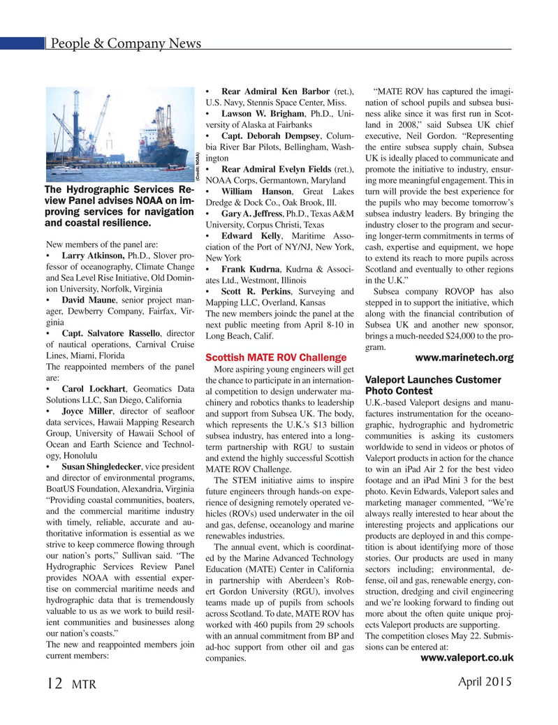 Marine Technology Magazine, page 12,  Apr 2015