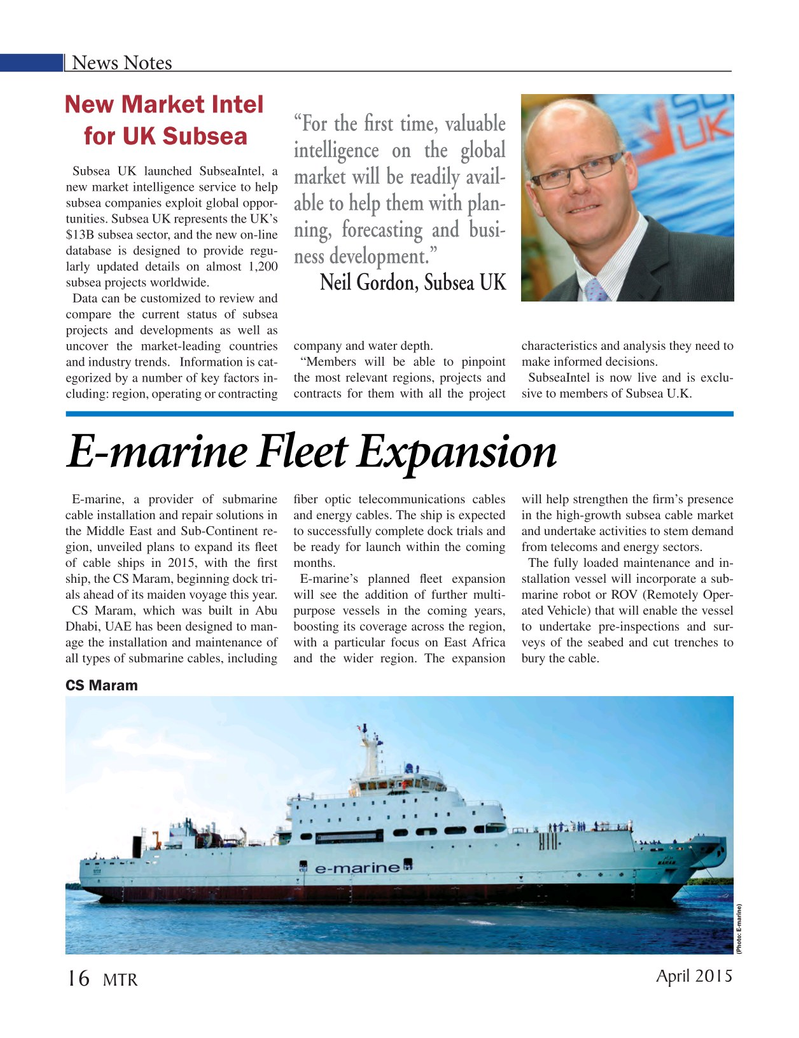 Marine Technology Magazine, page 16,  Apr 2015