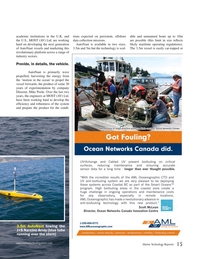 Marine Technology Magazine, page 15,  May 2015