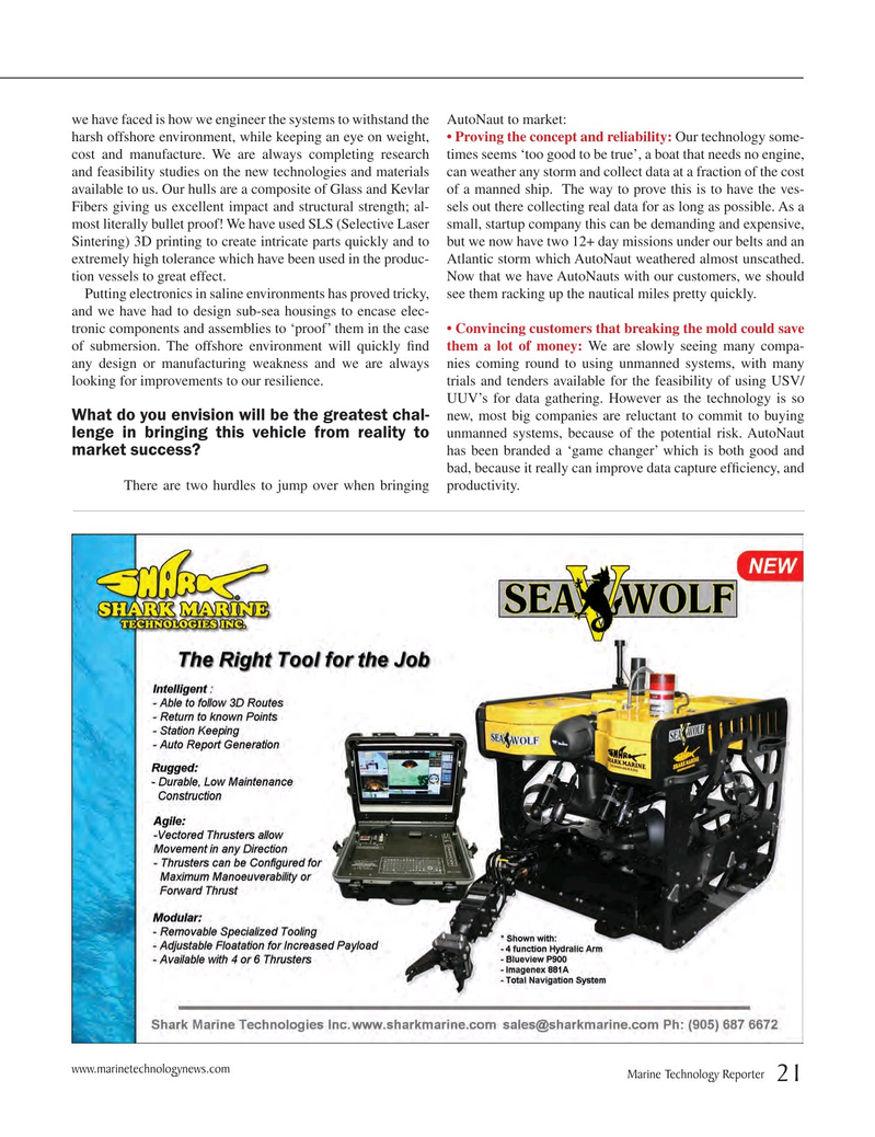 Marine Technology Magazine, page 21,  May 2015