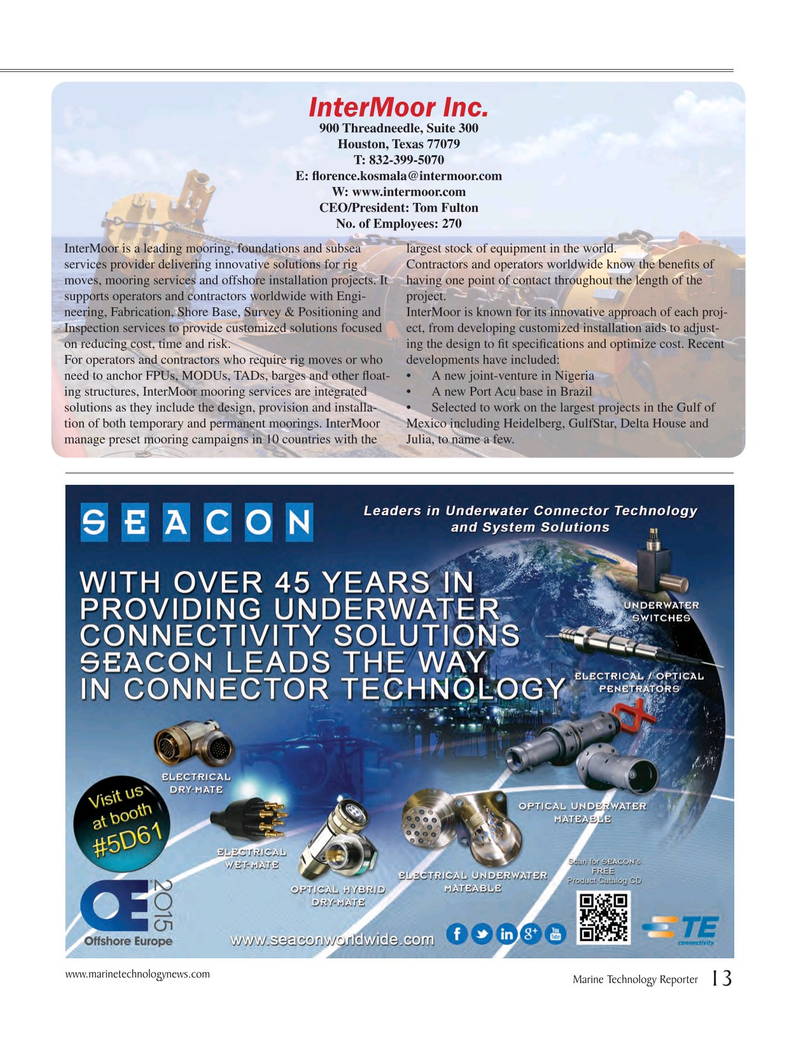 Marine Technology Magazine, page 13,  Jul 2015