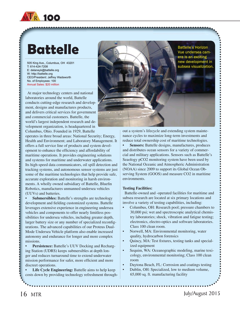 Marine Technology Magazine, page 16,  Jul 2015