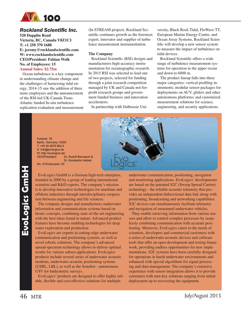 Marine Technology Magazine, page 46,  Jul 2015