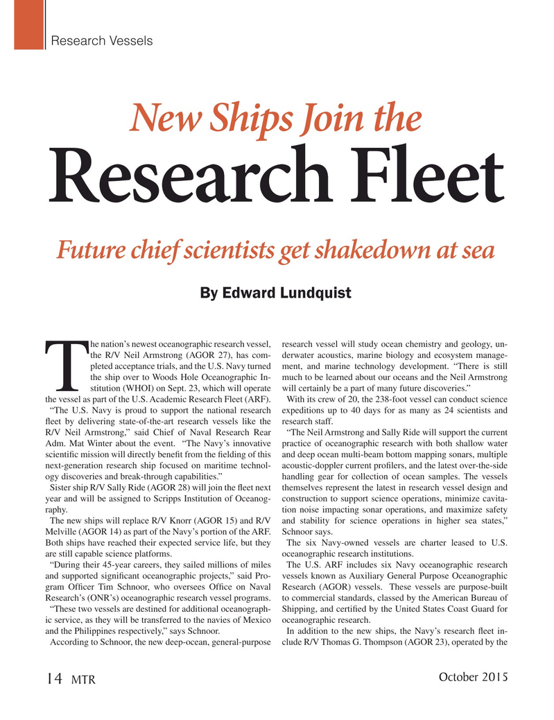 Marine Technology Magazine, page 14,  Oct 2015