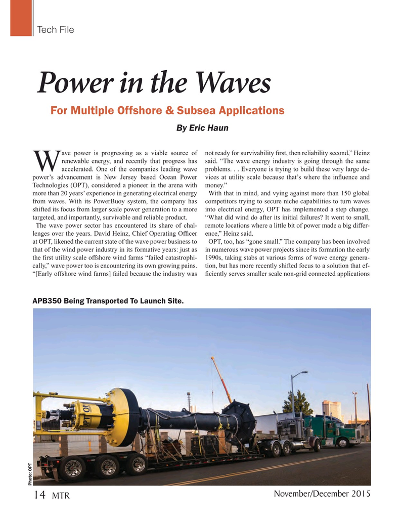 Marine Technology Magazine, page 14,  Nov 2015