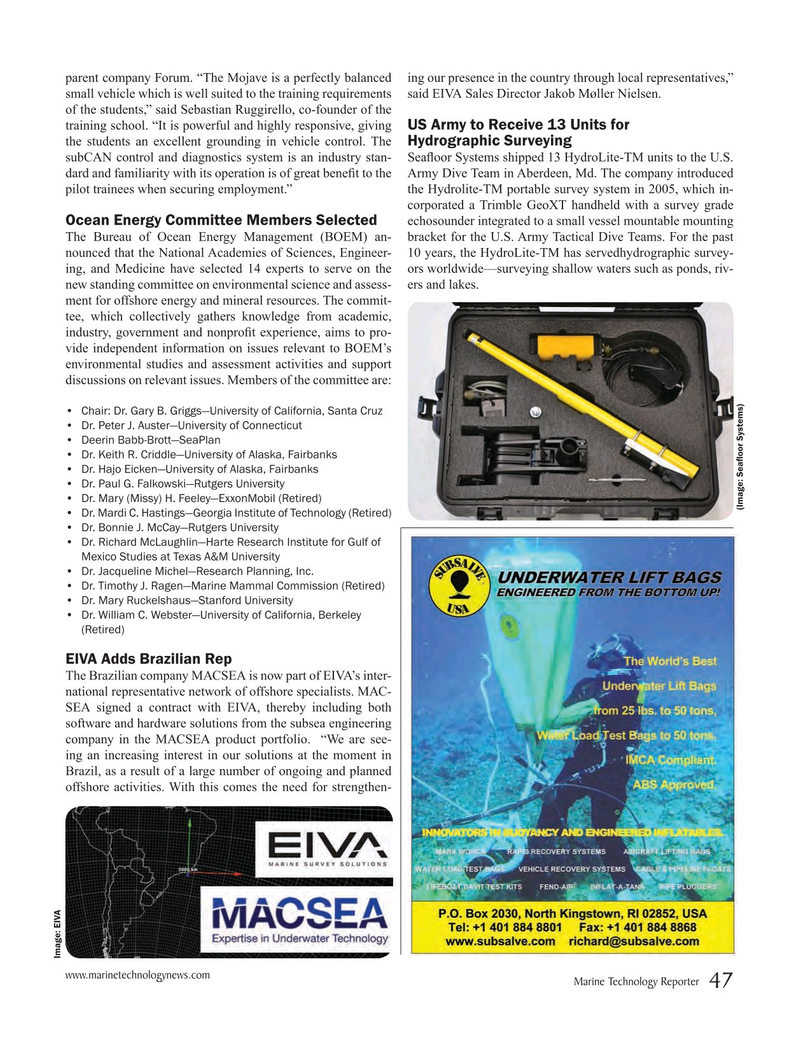 Marine Technology Magazine, page 47,  Nov 2015