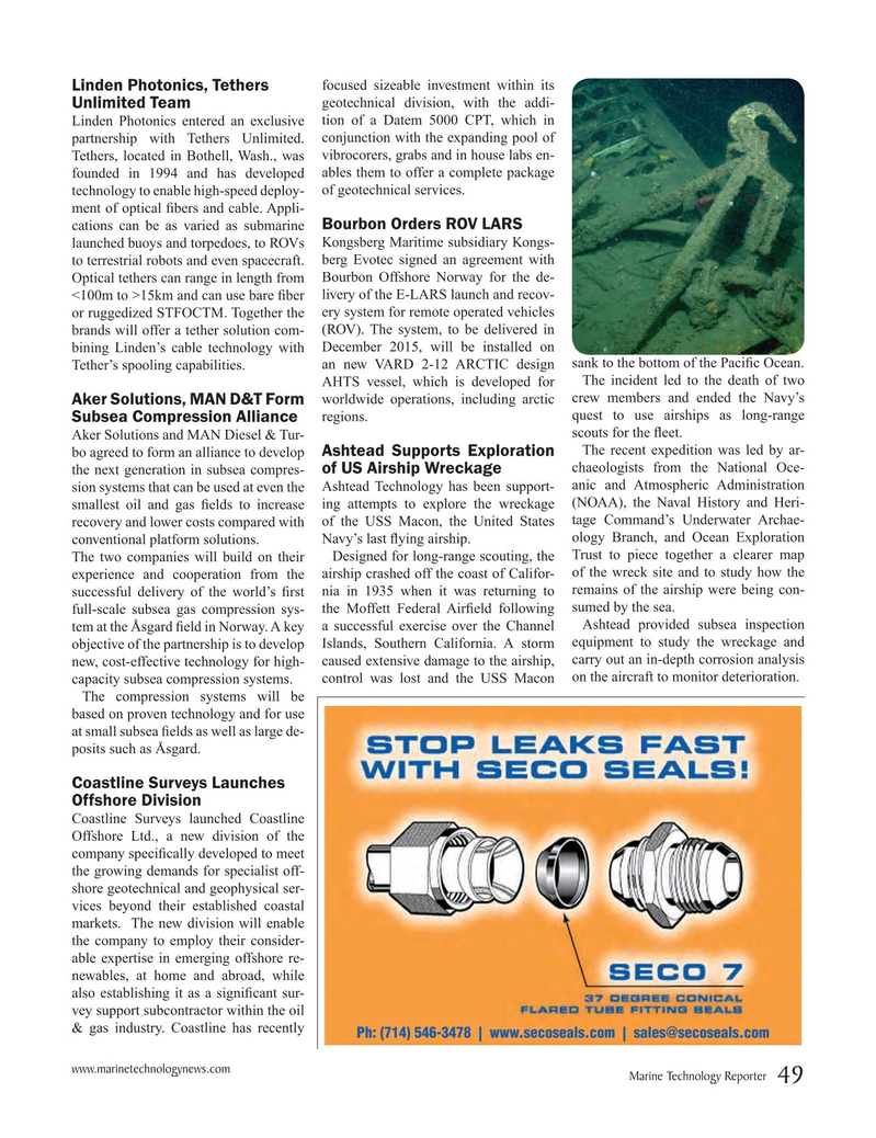 Marine Technology Magazine, page 49,  Nov 2015