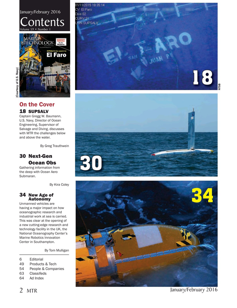 Marine Technology Magazine, page 2,  Jan 2016