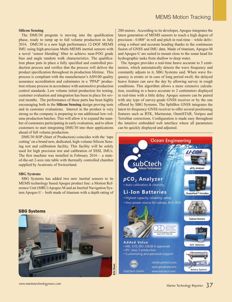 Marine Technology Magazine, page 37,  Jun 2016