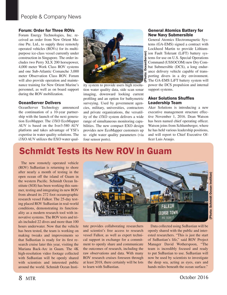 Marine Technology Magazine, page 8,  Oct 2016
