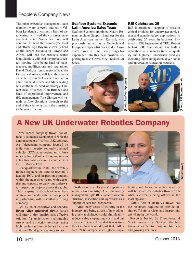 Marine Technology Magazine, page 10,  Oct 2016