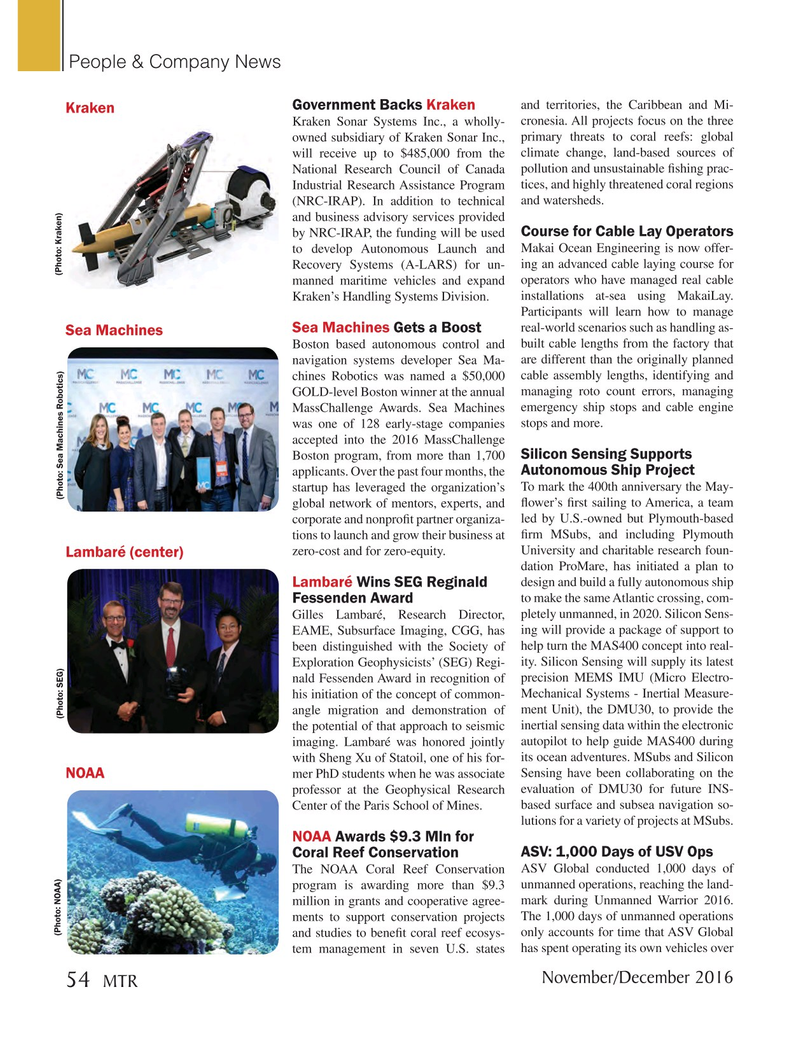 Marine Technology Magazine, page 54,  Nov 2016