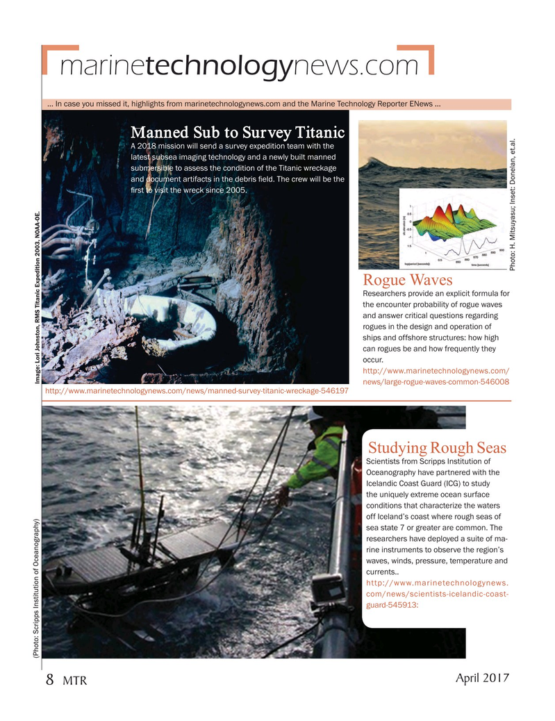 Marine Technology Magazine, page 8,  Apr 2017