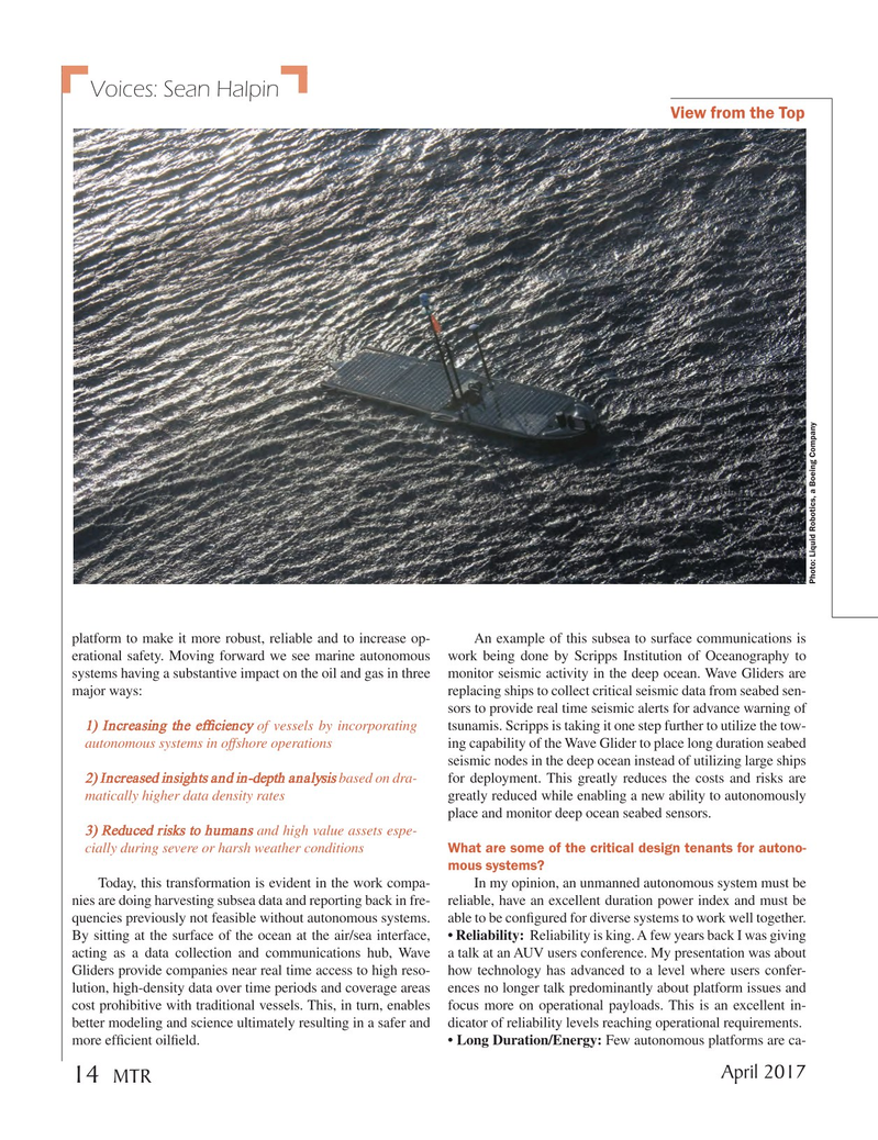 Marine Technology Magazine, page 14,  Apr 2017