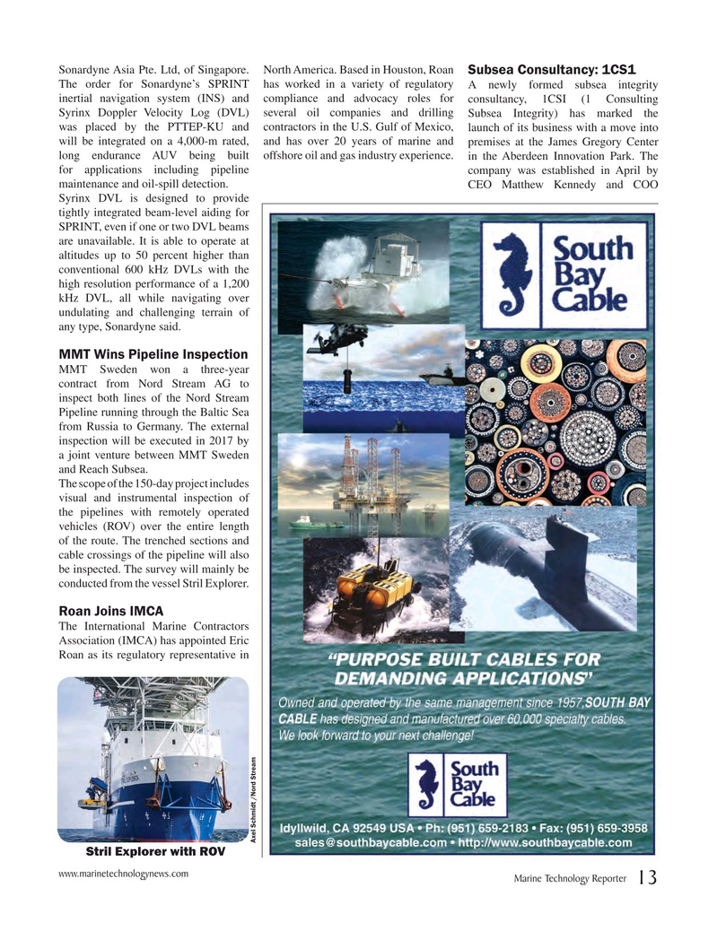 Marine Technology Magazine, page 13,  Jun 2017