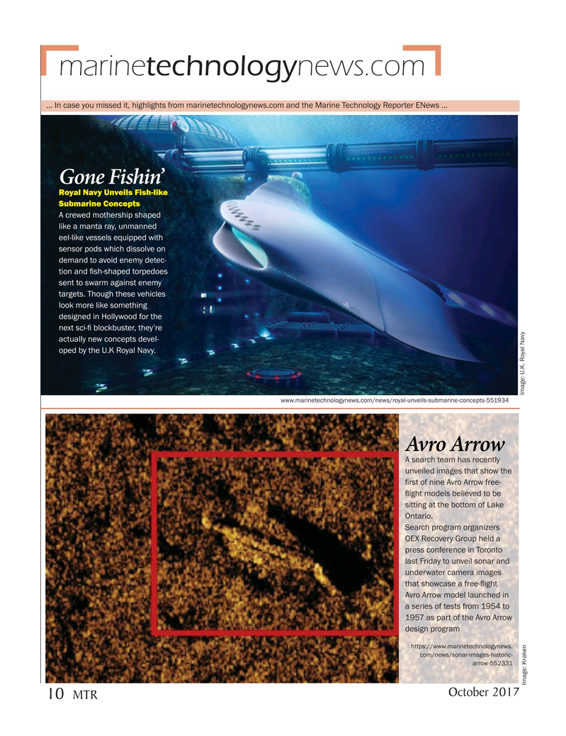 Marine Technology Magazine, page 10,  Oct 2017