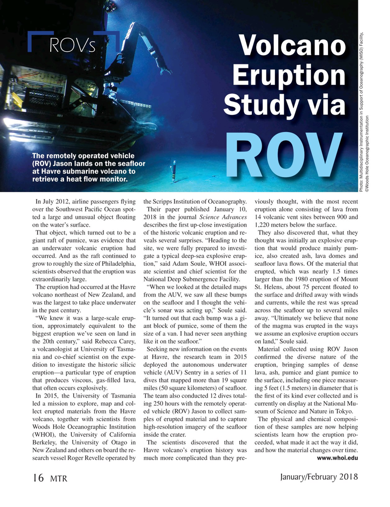 Marine Technology Magazine, page 16,  Jan 2018