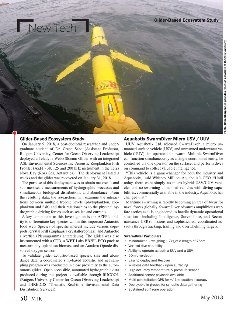Marine Technology Magazine, page 50,  May 2018