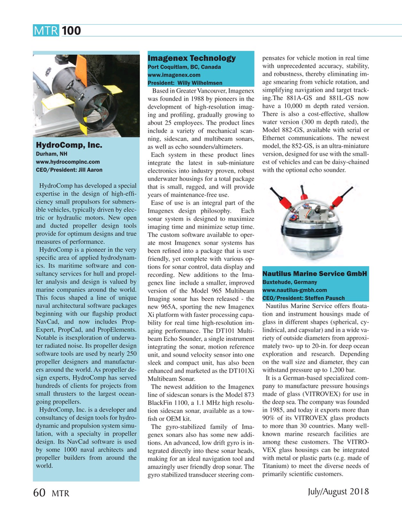 Marine Technology Magazine, page 60,  Jul 2018