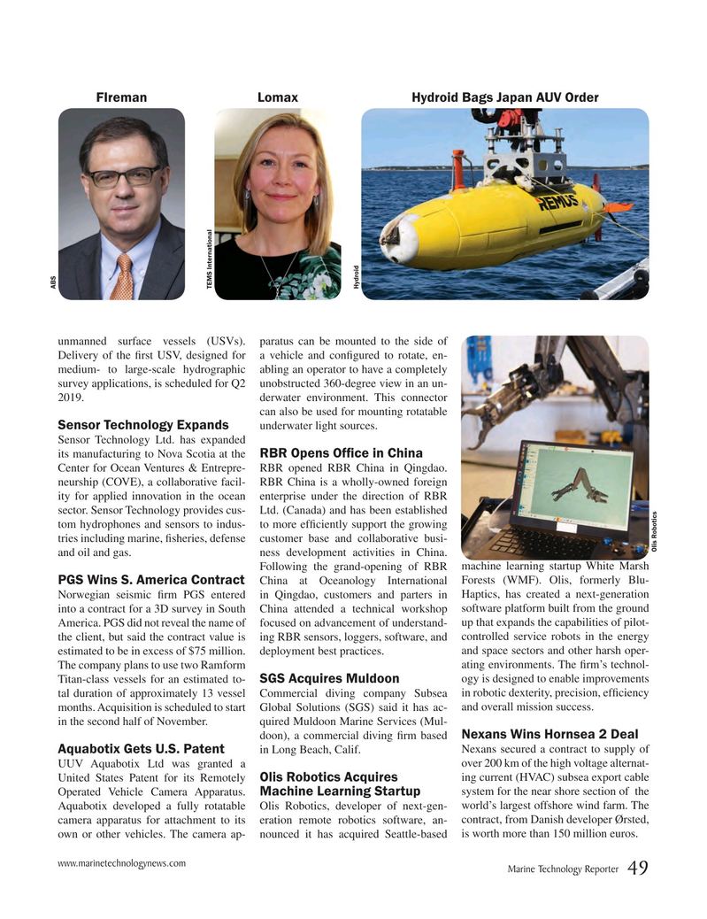 Marine Technology Magazine, page 49,  Nov 2018