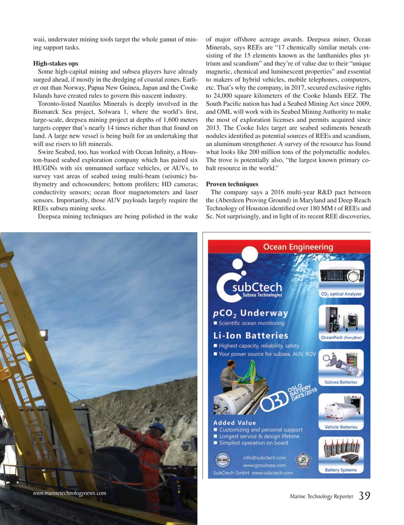 Marine Technology Magazine, page 39,  Apr 2019
