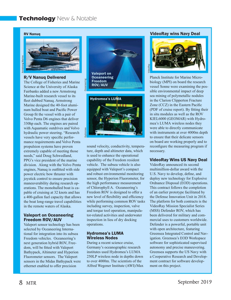 Marine Technology Magazine, page 8,  Sep 2019